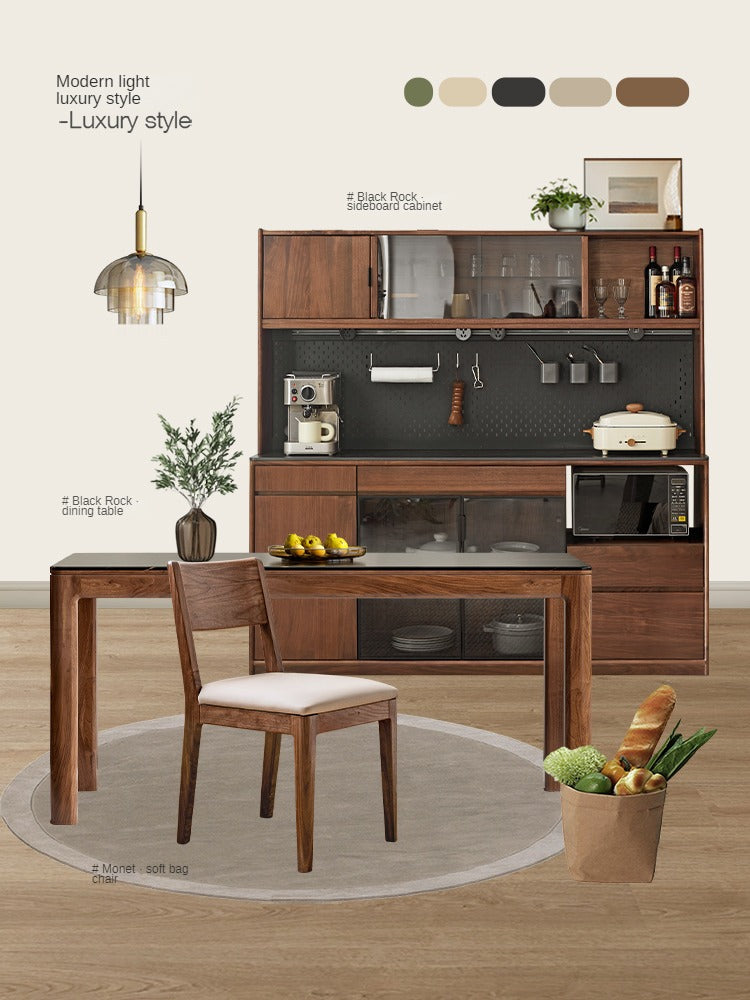 Black Walnut, Sandalwood Solid Wood Rock Slab Dining Table
