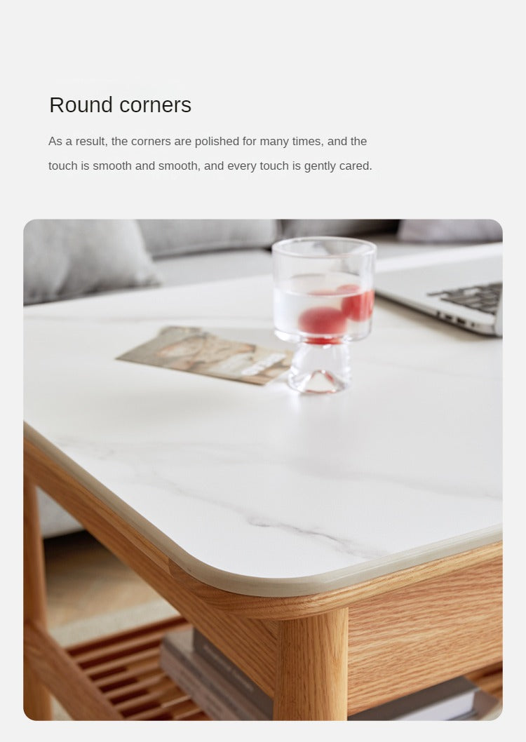 Oak Solid Wood Rock Plates Coffee Table
