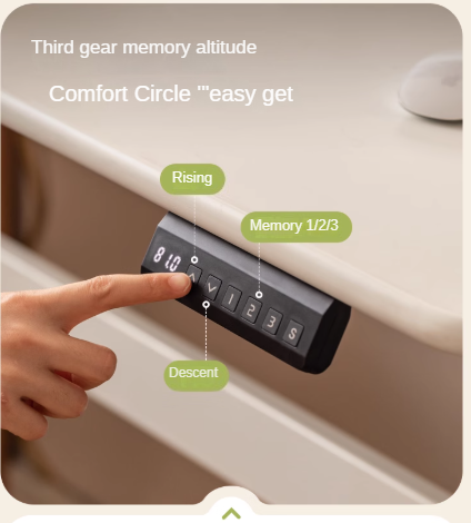 Solid Rubberwood White Cream Style Electric Lift Desk.