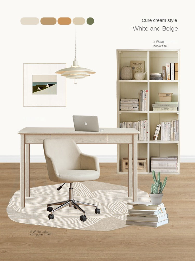 Oak Solid Wood Cream Style Office Desk