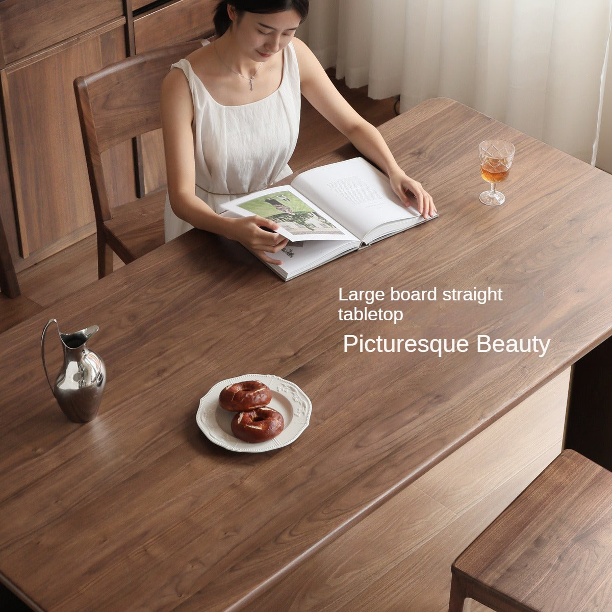 Black Walnut Solid Wood Light Luxury Rectangular Dining Table