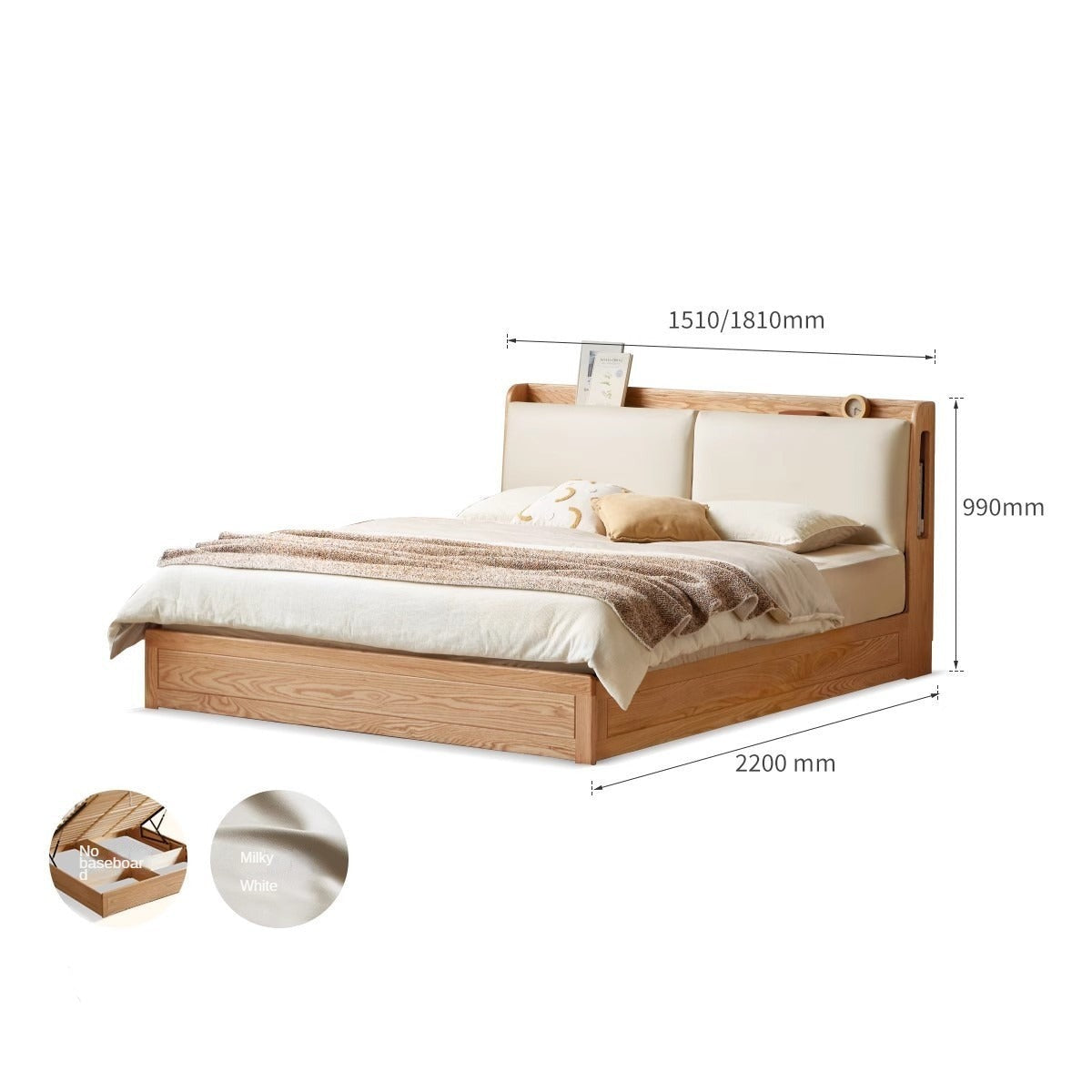 Oak Solid Wood Box Bed Storage Technology Cloth