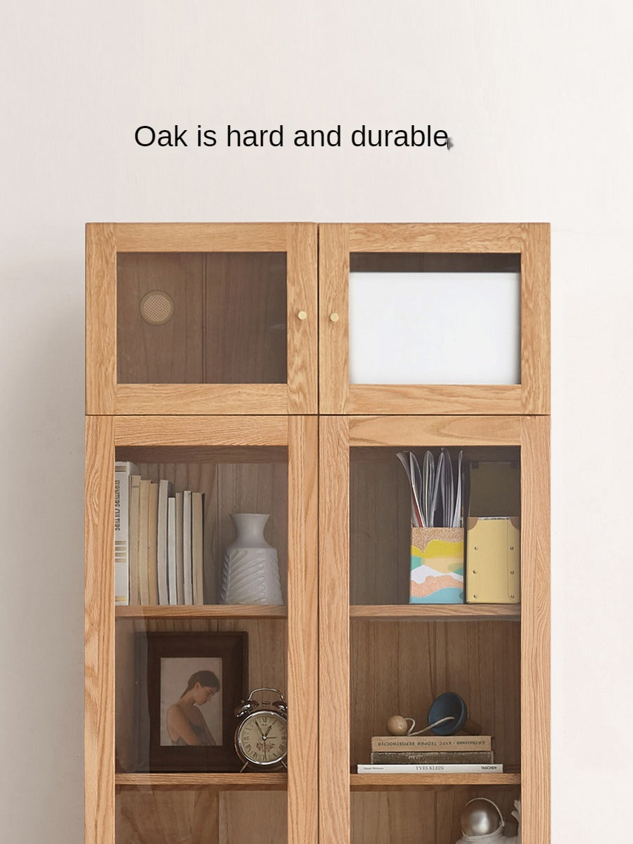 Oak, Cherry, Black Walnut Solid Wood Top Cabinet Combination Bookcase
