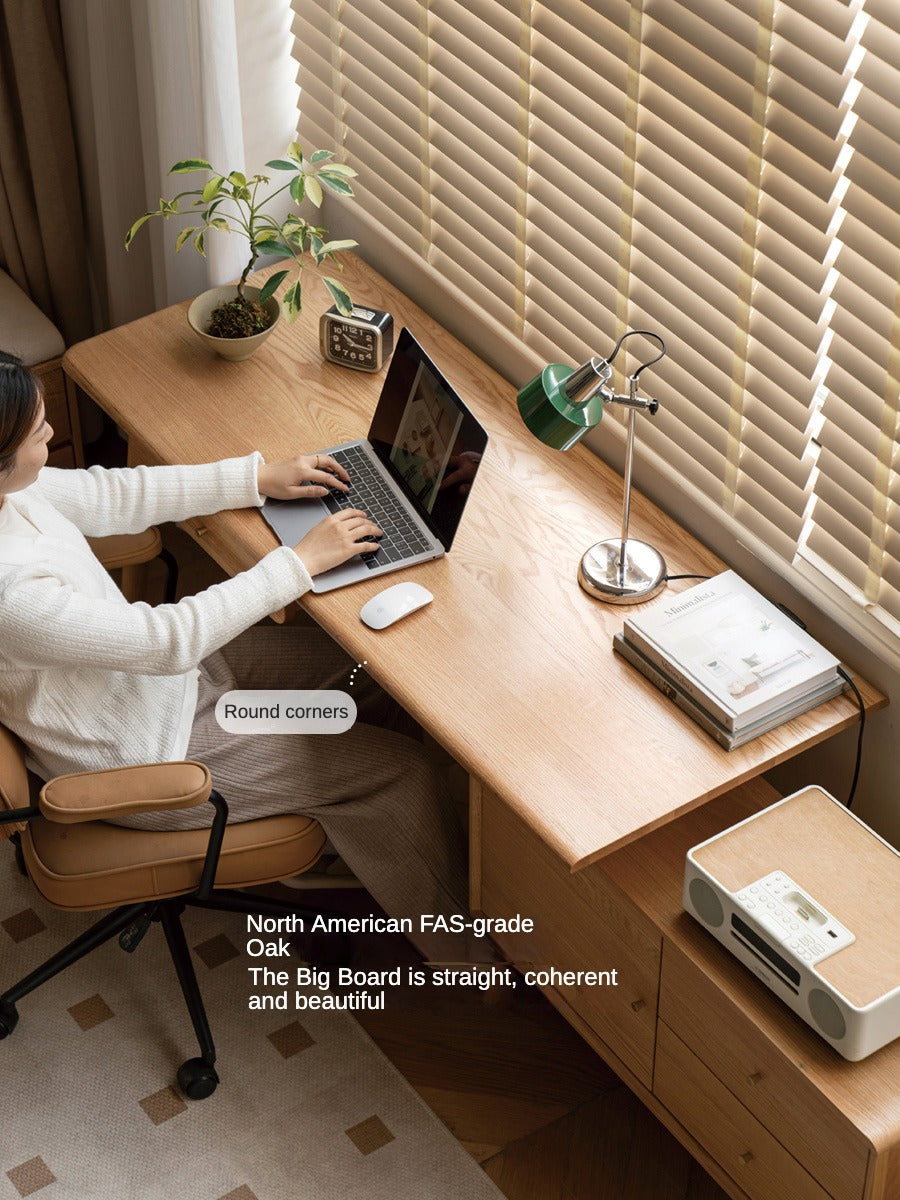 Oak Solid Wood Telescopic Office Desk