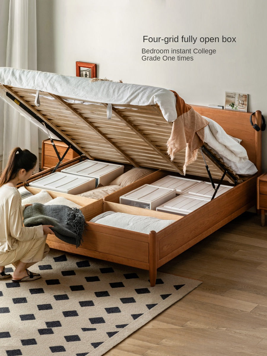 Cherry Wood, Black Walnut Solid Wood Box Bed