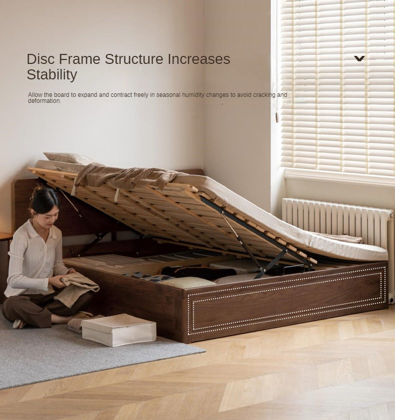 North American black walnut solid wood light luxury box bed