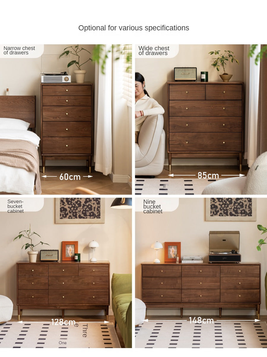 Black Walnut, Oak Solid Wood Drawer, Modern Porch Cabinet