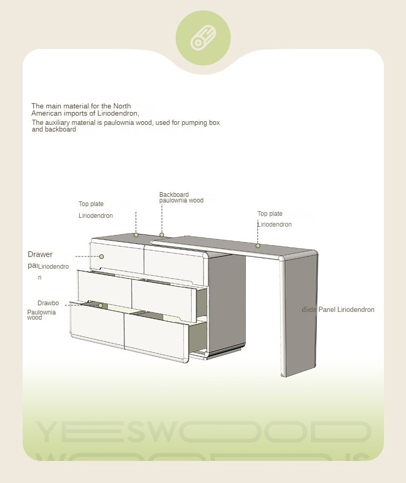 Poplar Solid Wood, Solid Rubberwood Cream Air Makeup Table.