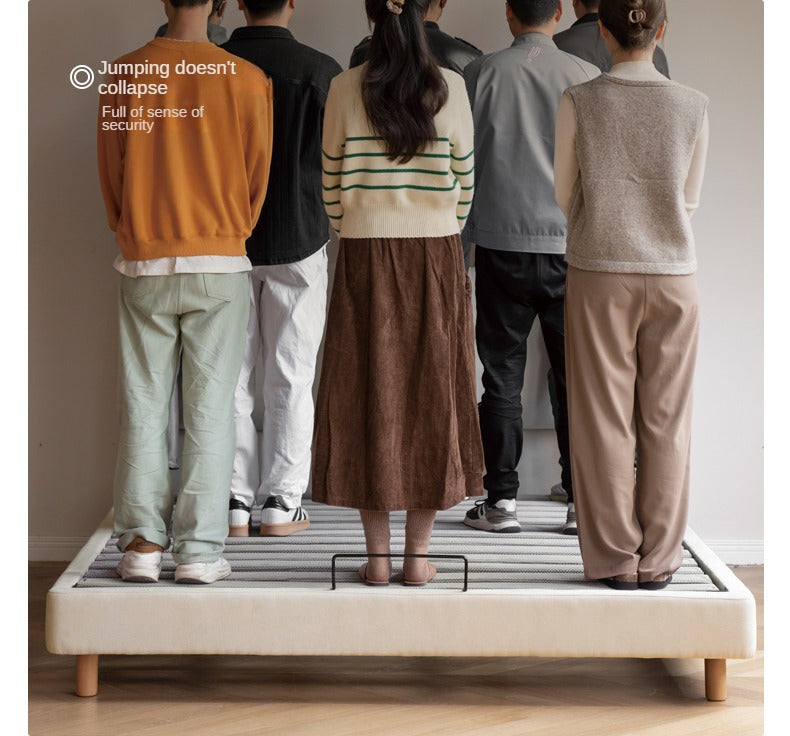 Fabric Soft Bed White Cream Style