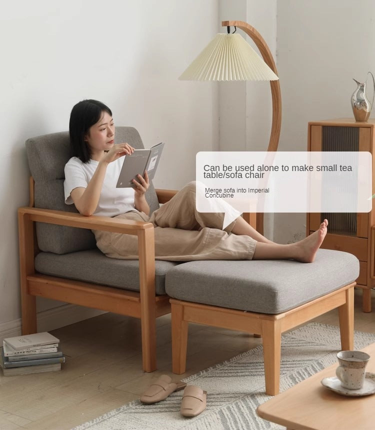 Beech Solid Wood Armchair Modern Minimalist)