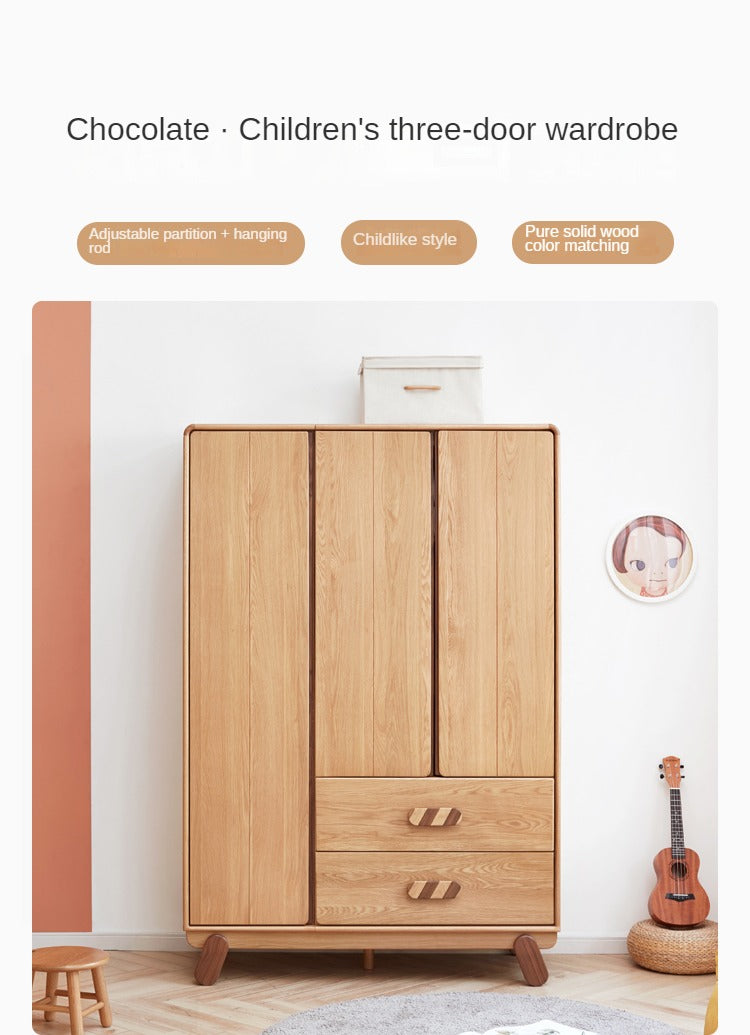 Oak Solid Wood Children's Wardrobe Modern