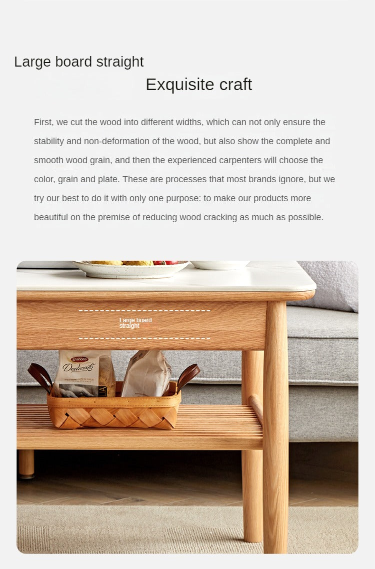 Oak Solid Wood Rock Plates Coffee Table