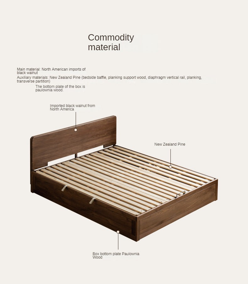North American black walnut solid wood light luxury box bed