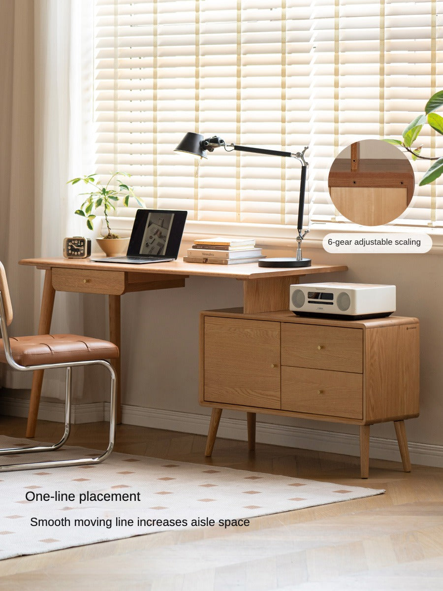 Oak Solid Wood Telescopic Office Desk