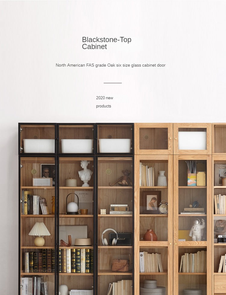 Oak, Cherry, Black Walnut Solid Wood Top Cabinet Combination Bookcase