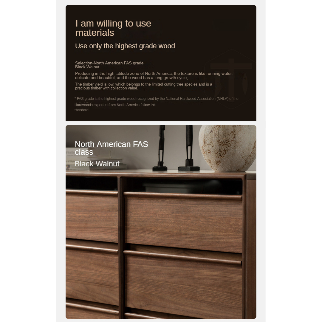 Black Walnut Solid Wood Chest Drawer.