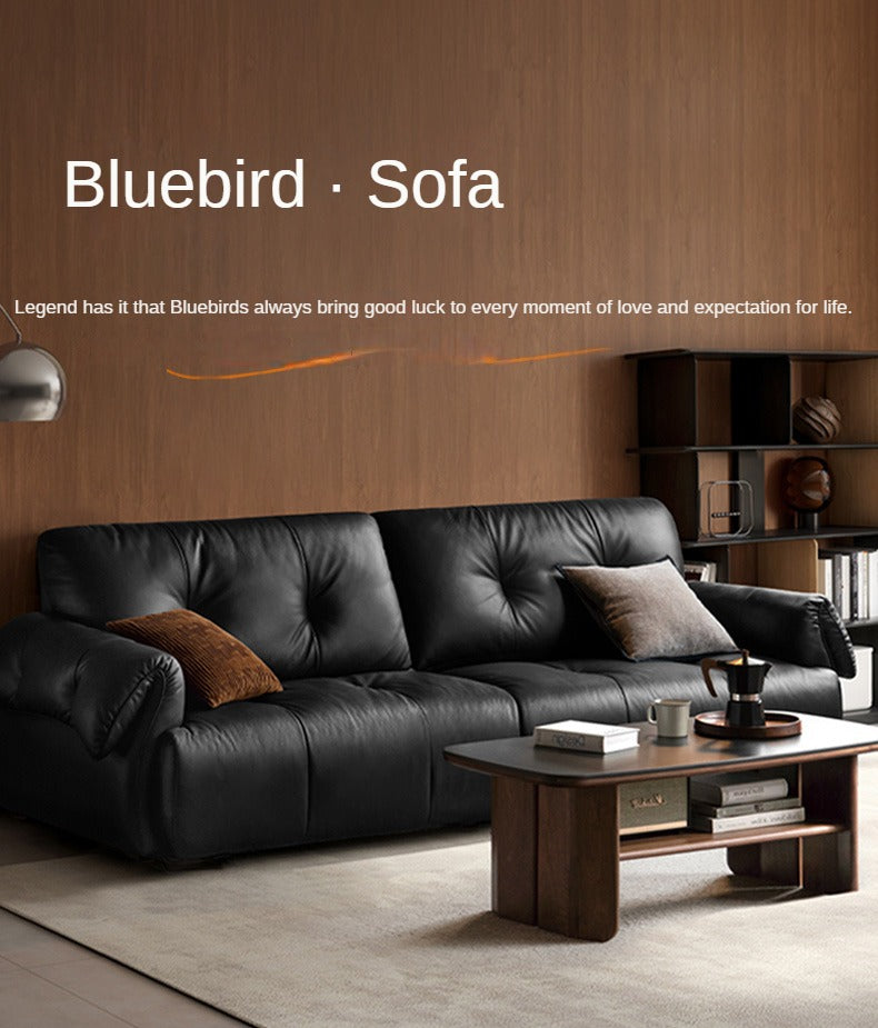 Top Layer Cowhide Leather Straight Sofa,