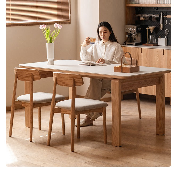 Oak Solid Wood, Solid Rubberwood Slate Dining Table