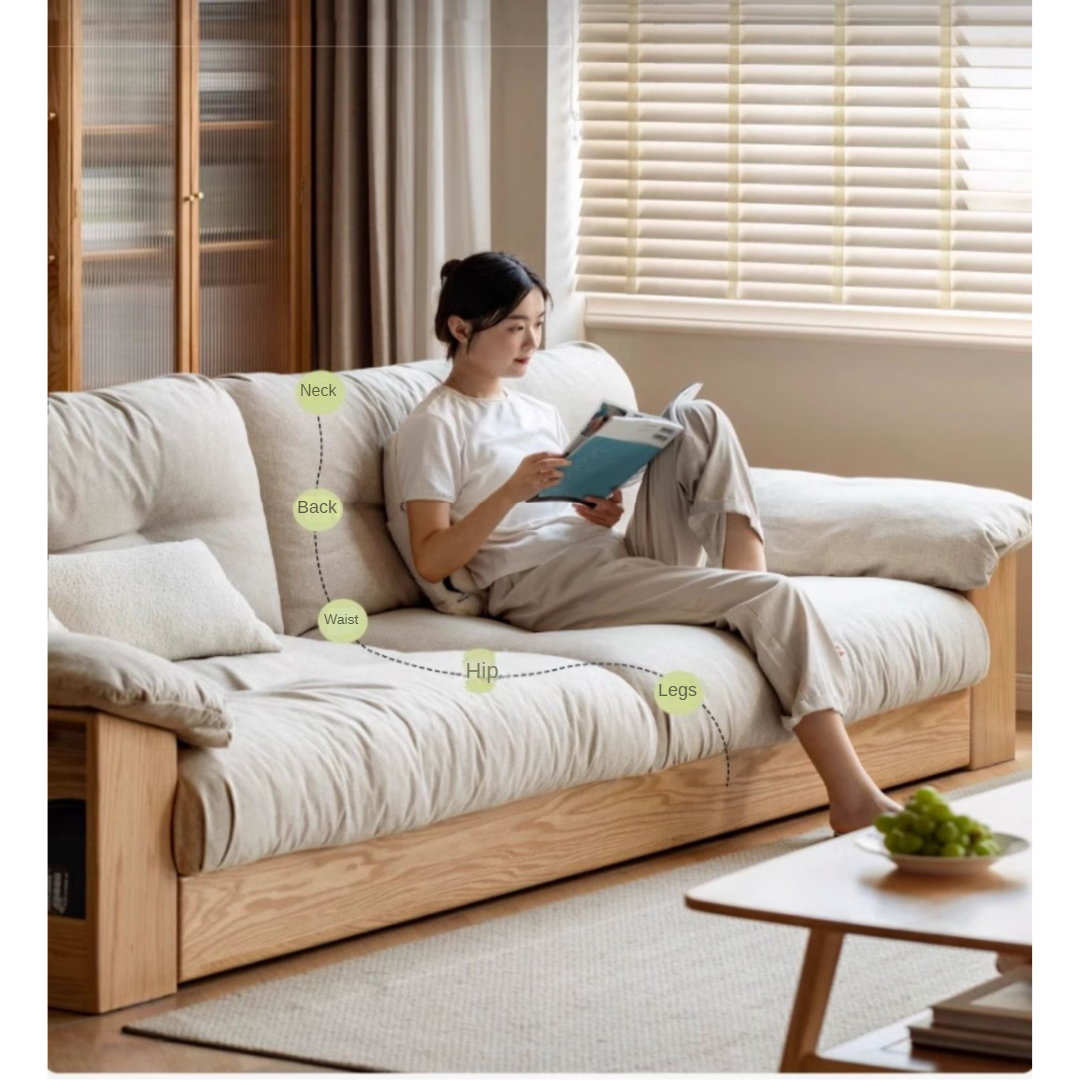 Oak Solid Wood Floor Storage Sofa Modern.