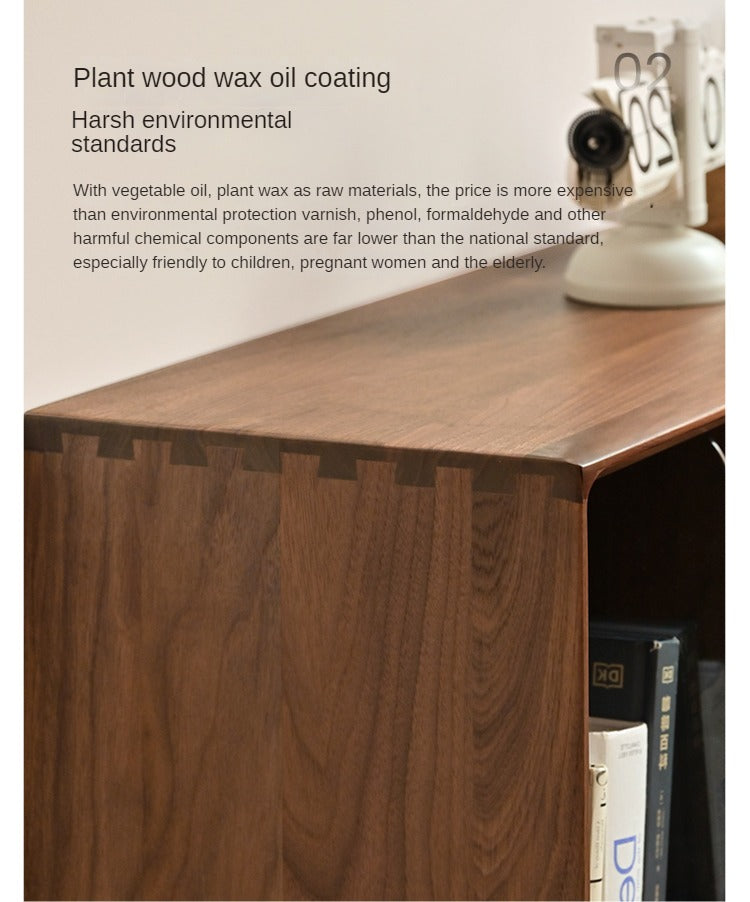 Black Walnut, Oak Solid Wood Bookcase Modern Storage Cabinet.