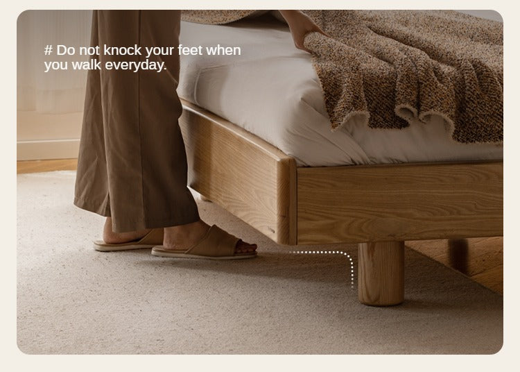 Ash Solid Wood Genuine Leather High Soft Back Bed