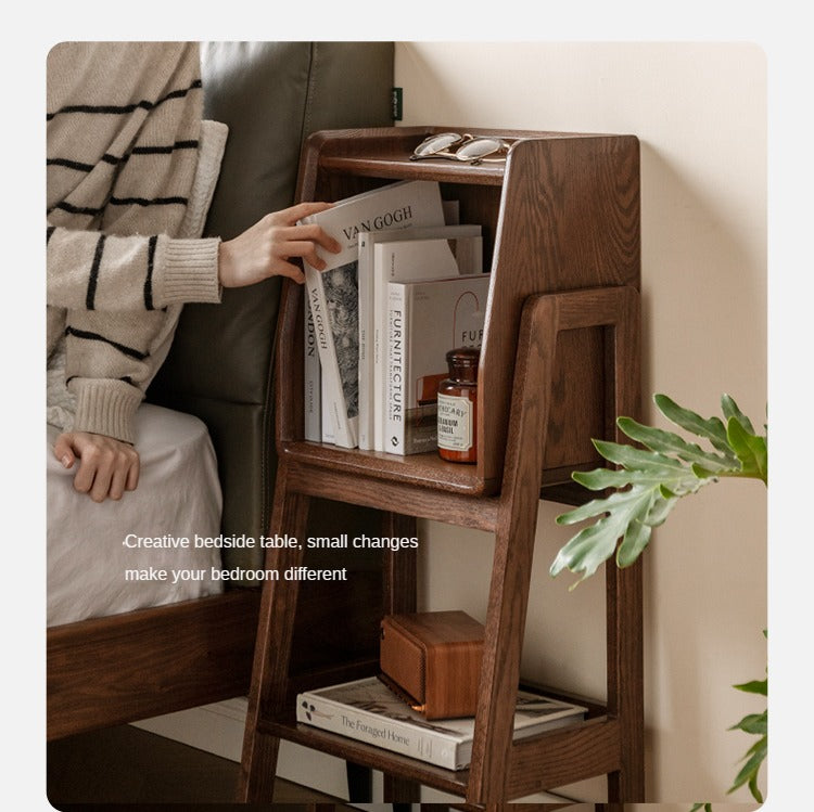 Oak Solid Wood Rack Nordic Side Cabinet.