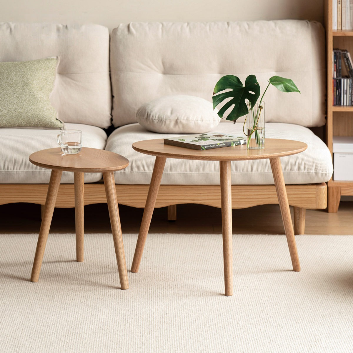 Solid Rubberwood, Oak Solid Wood Small Nordic Side Table