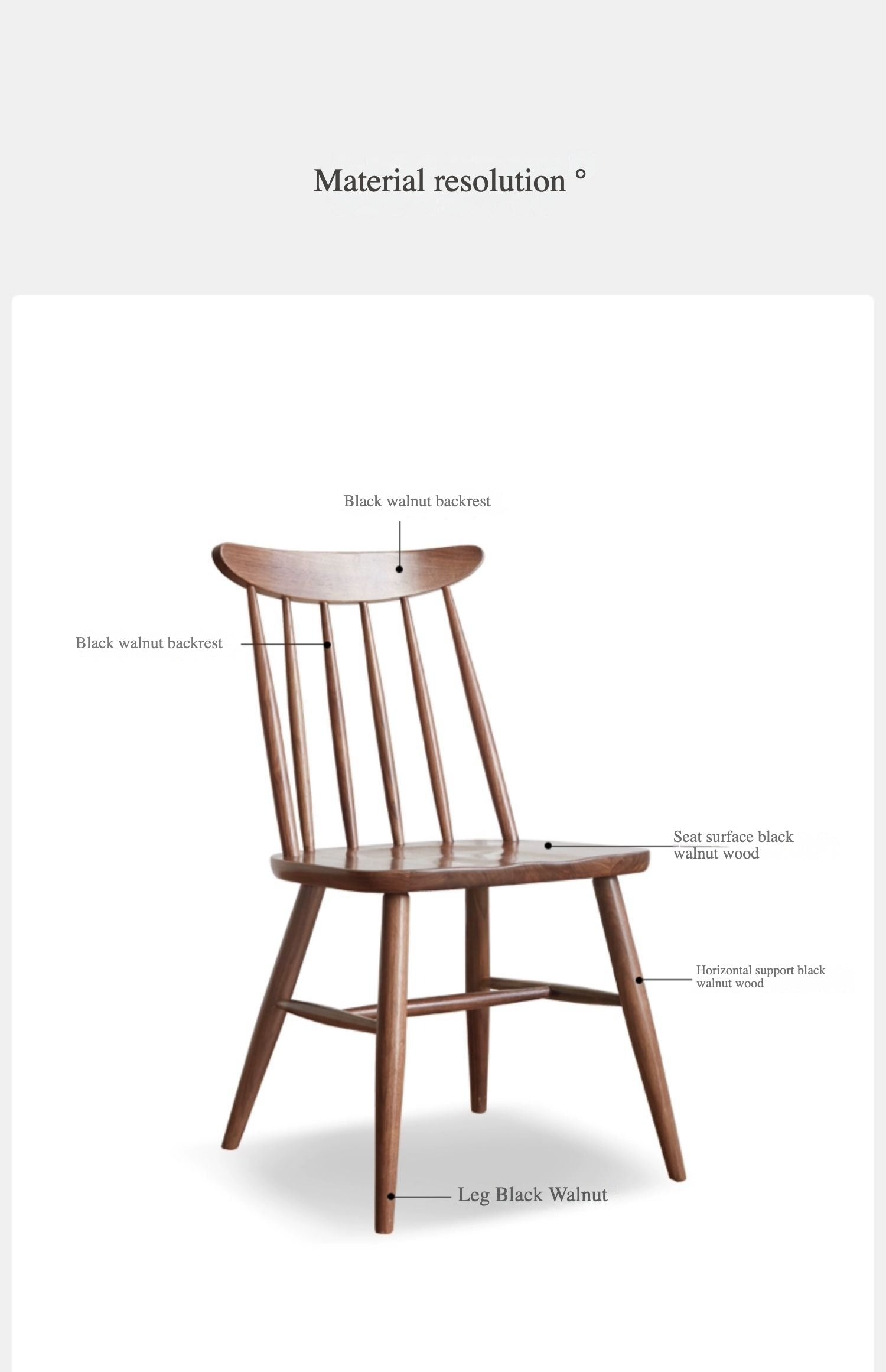 Black Walnut, Ash, Oak Solid Wood Windsor chair 4 pcs Set