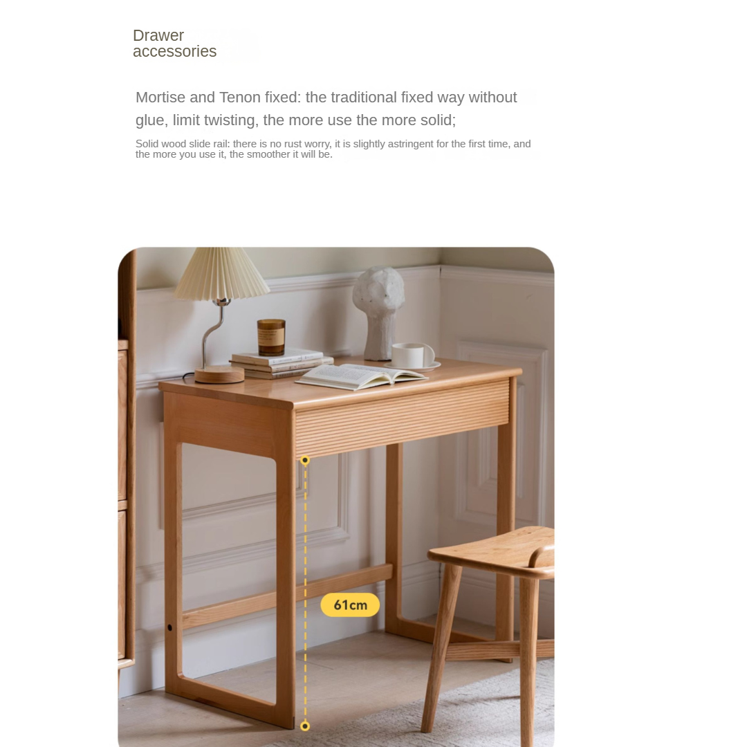 Beech Solid Wood Desk Nordic Nightstand.