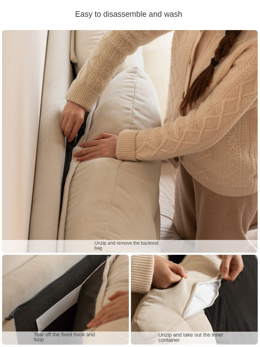 Fabric Soft Bed White Cream Style