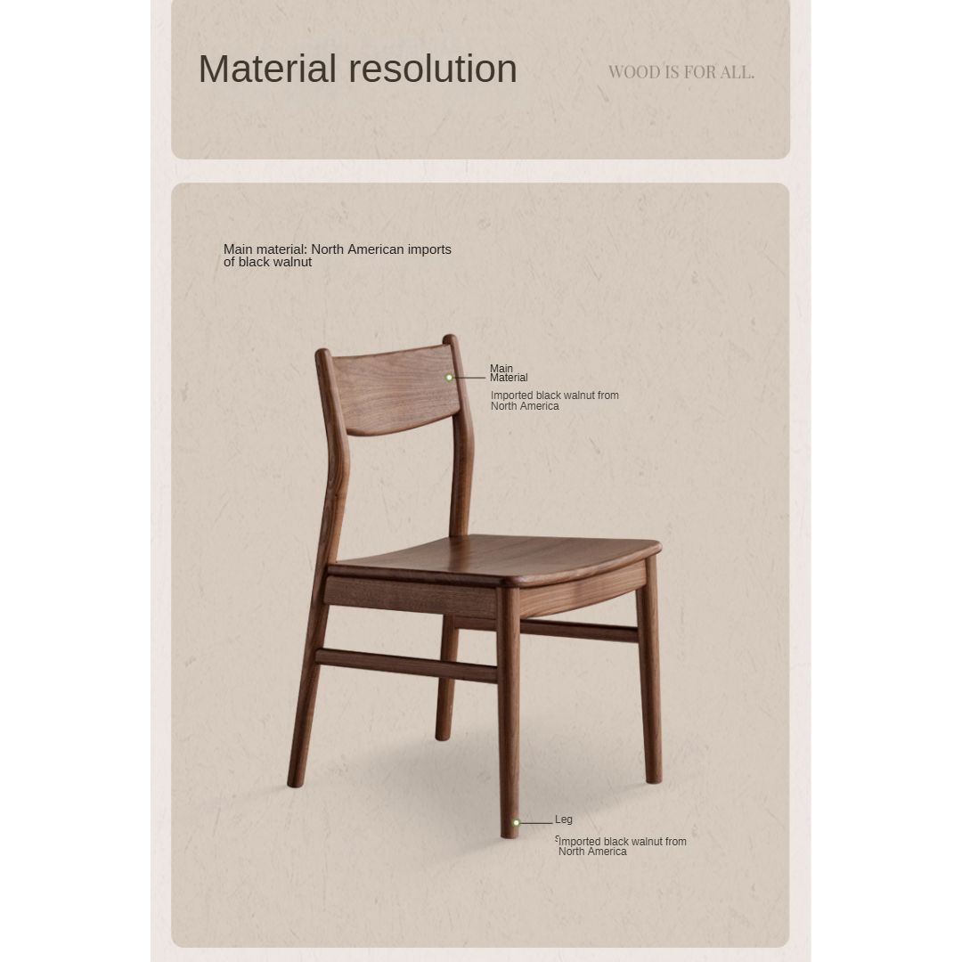 Set pcs 4 Black Walnut, Ash, Oak, Beech, Sandalwood, White Oak Solid Wood Dining Chair