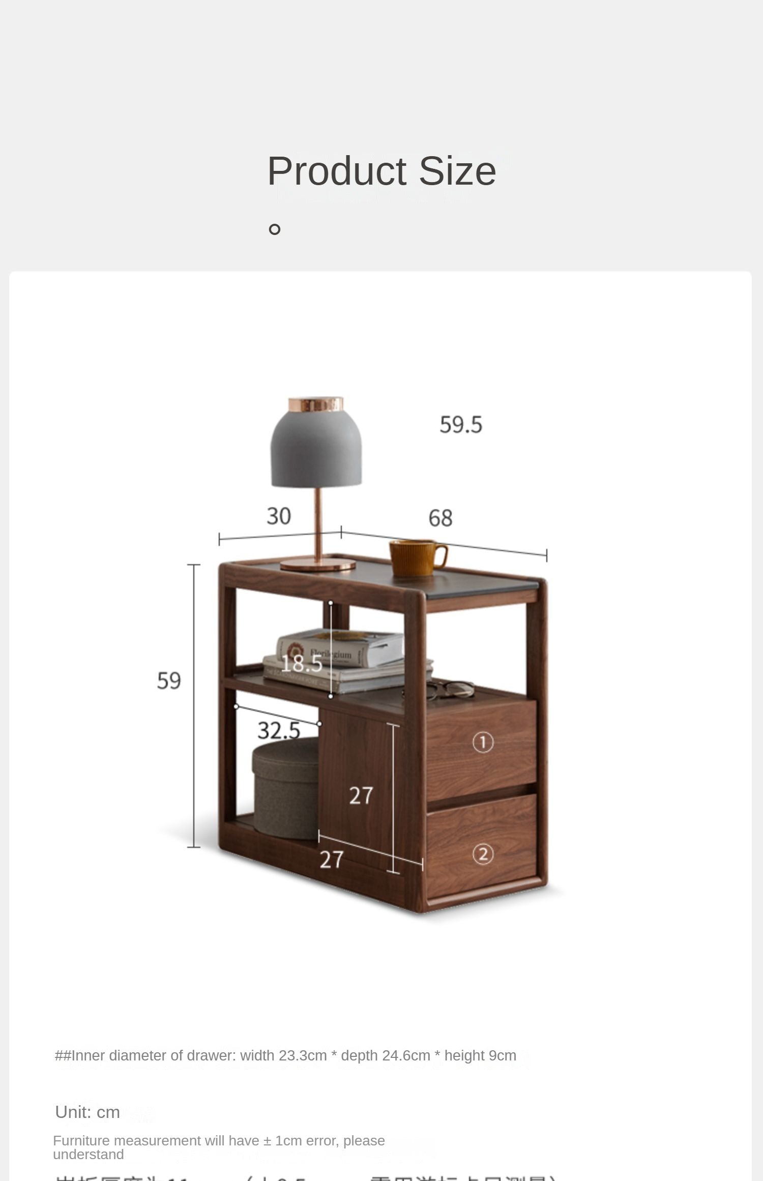 Black Walnut, Sandalwood With Slate Top Side Table