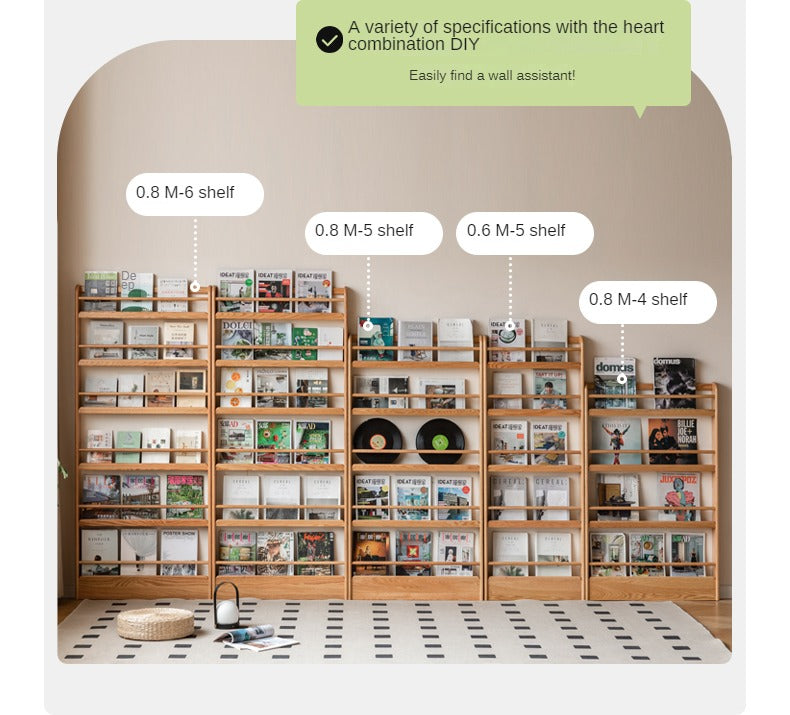 Oak, Beech Solid Wood Wall-mounted Ultra-thin Bookshelf