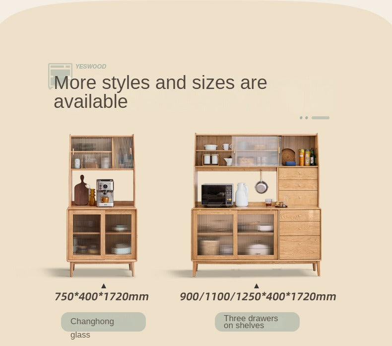 Solid Rubberwood, Oak Solid Wood, Beech Solid Wood Buffet Cabinet, Sideboard