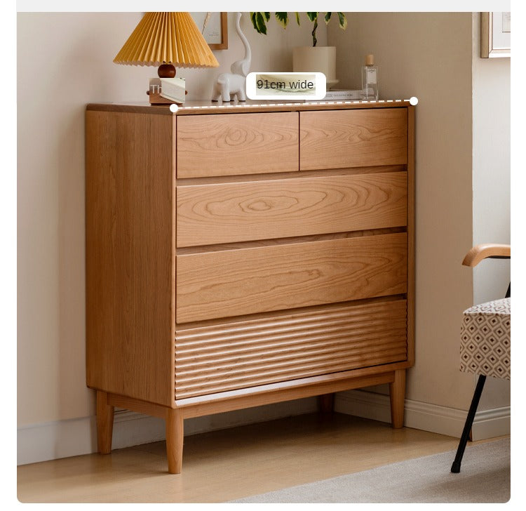 Cherry Solid Wood Vintage Dresser, Drawer