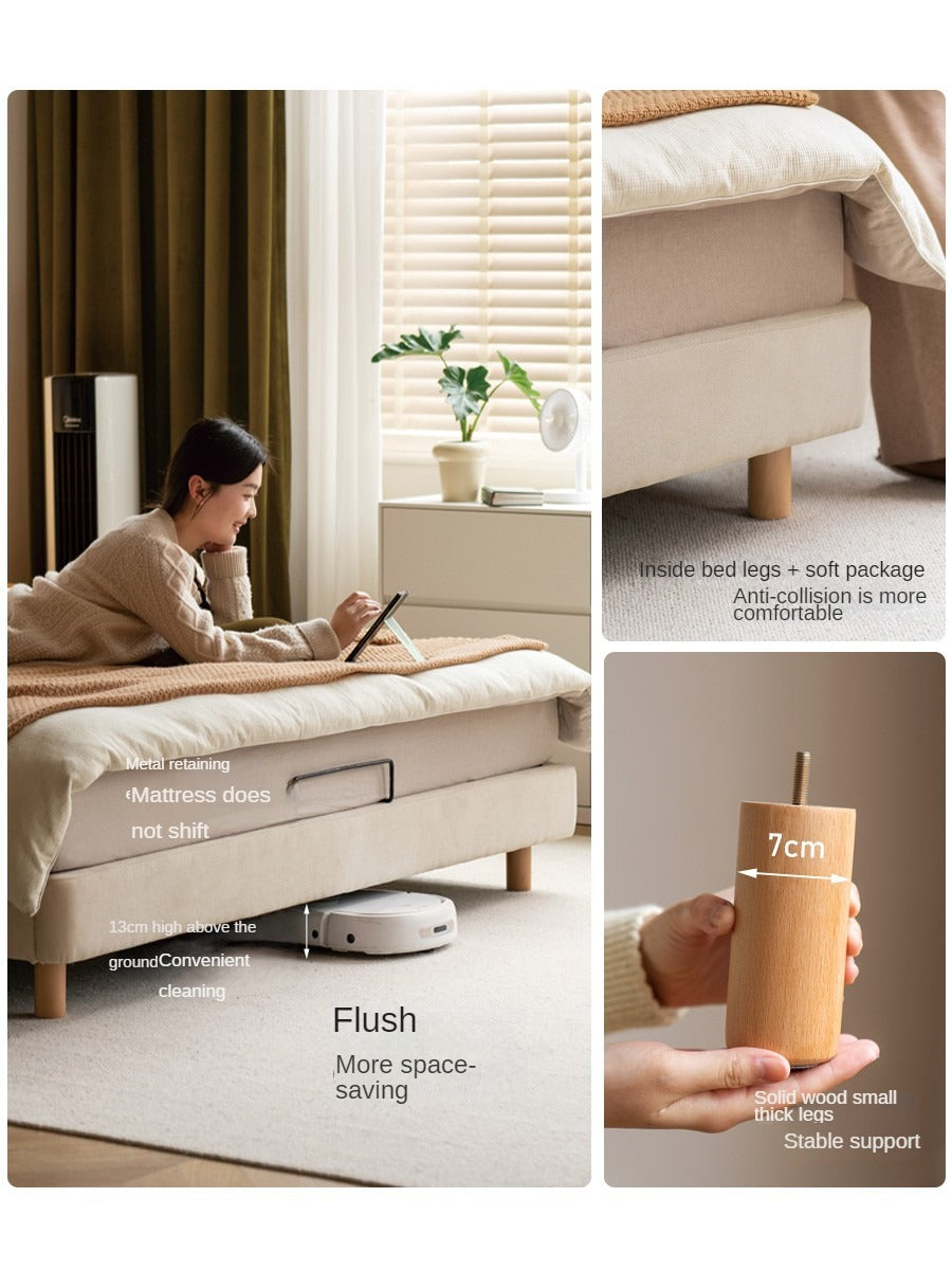 Fabric Soft Bed White Cream Style