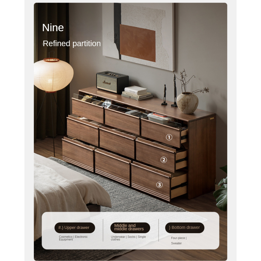 Black Walnut Solid Wood Chest Drawer.