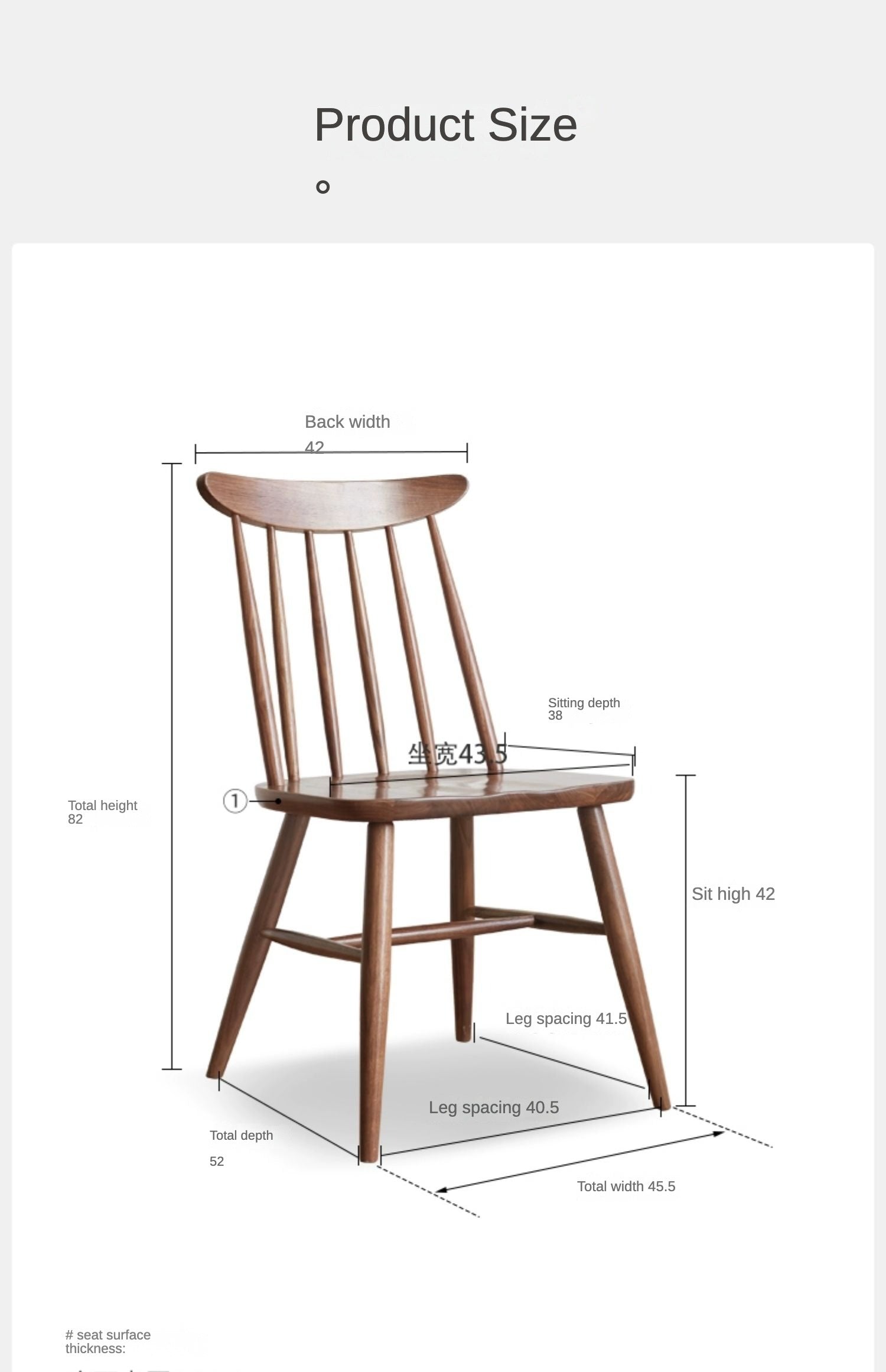 Black Walnut, Ash, Oak Solid Wood Windsor chair 4 pcs Set
