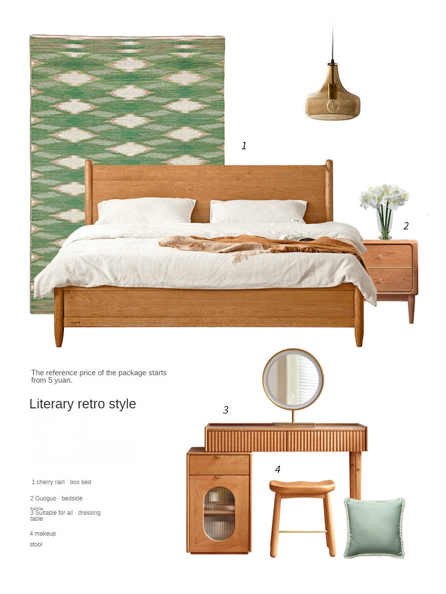 Cherry Wood, Black Walnut Solid Wood Box Bed