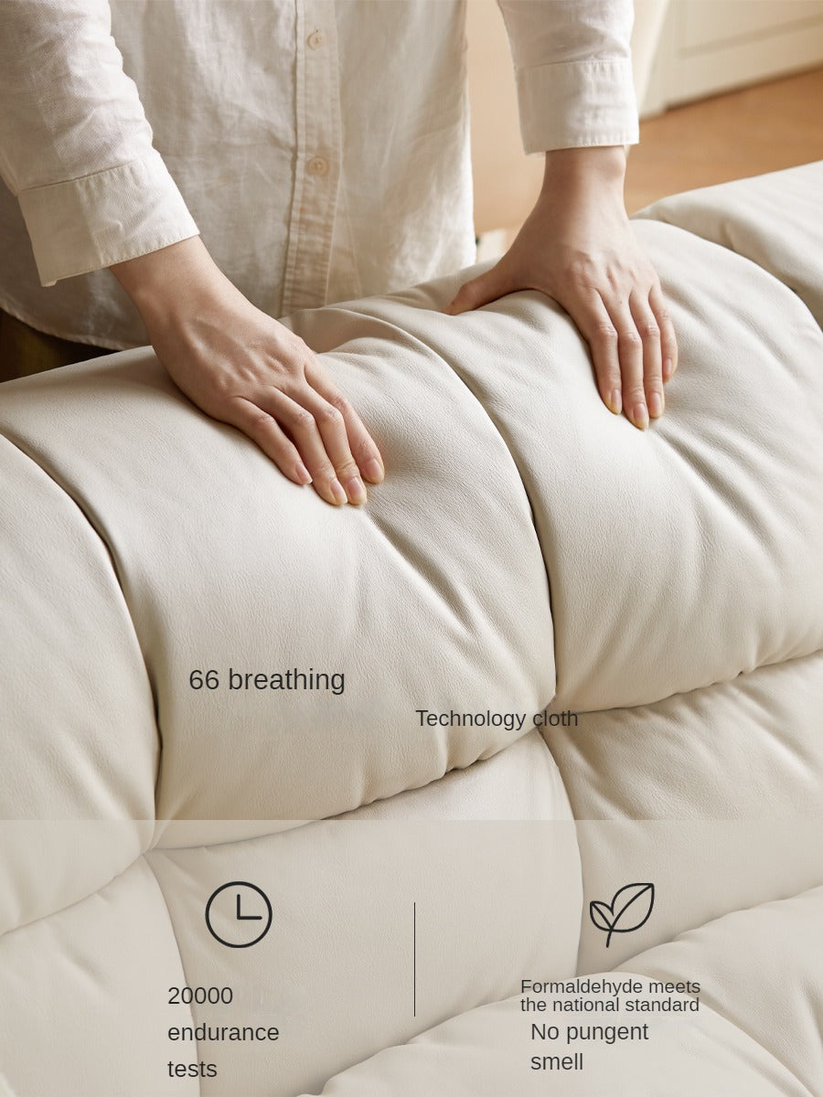 Genuine Leather,Technology Cloth Sofa Cream Wind.