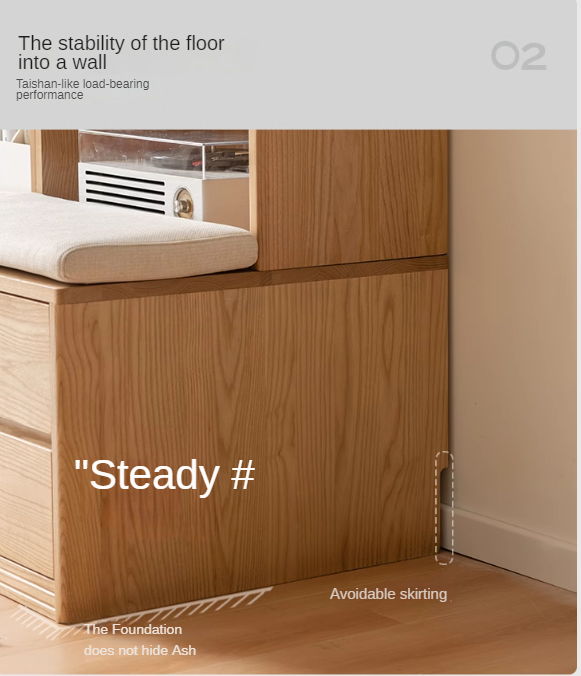 Ash, Oak Solid Wood Modern Combination Bookcase Integrated Card Seat