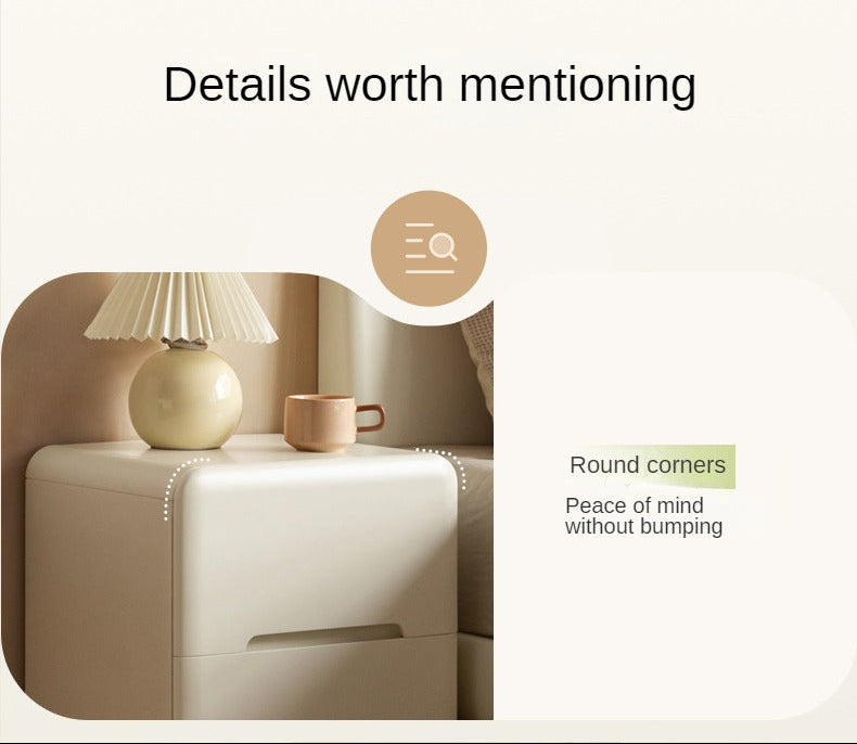 Tulipwood, Solid RubberWood Warm White Two-Drawer Nightstand.