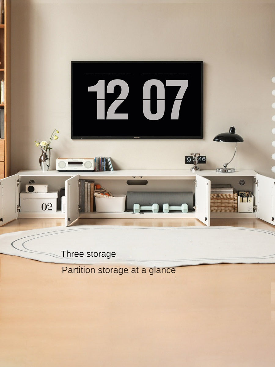 Oak, Rubber Solid Wood TV Cabinet Cream Style Large Capacity.