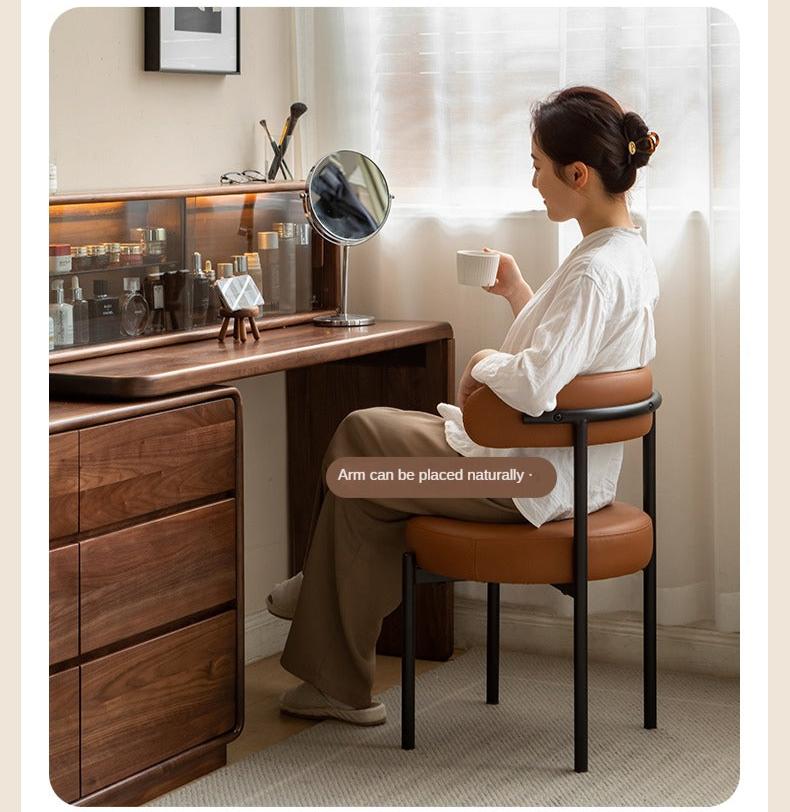 Fabric, Organic Leather Dressing Cream Style Makeup Stool