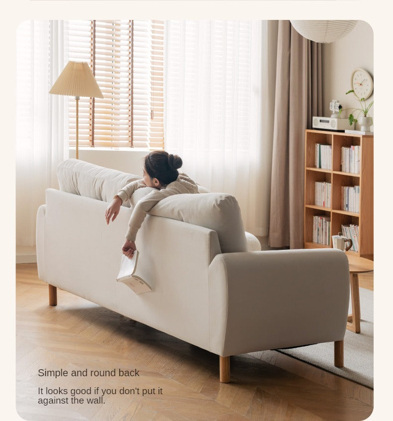 Oak Solid Wood Fabric White Cream Style Cat Scratching Cloth Sofa.