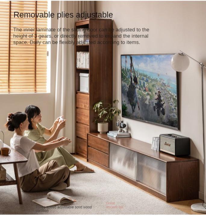 Oak, Solid Rubberwood TV Wall Cabinet.