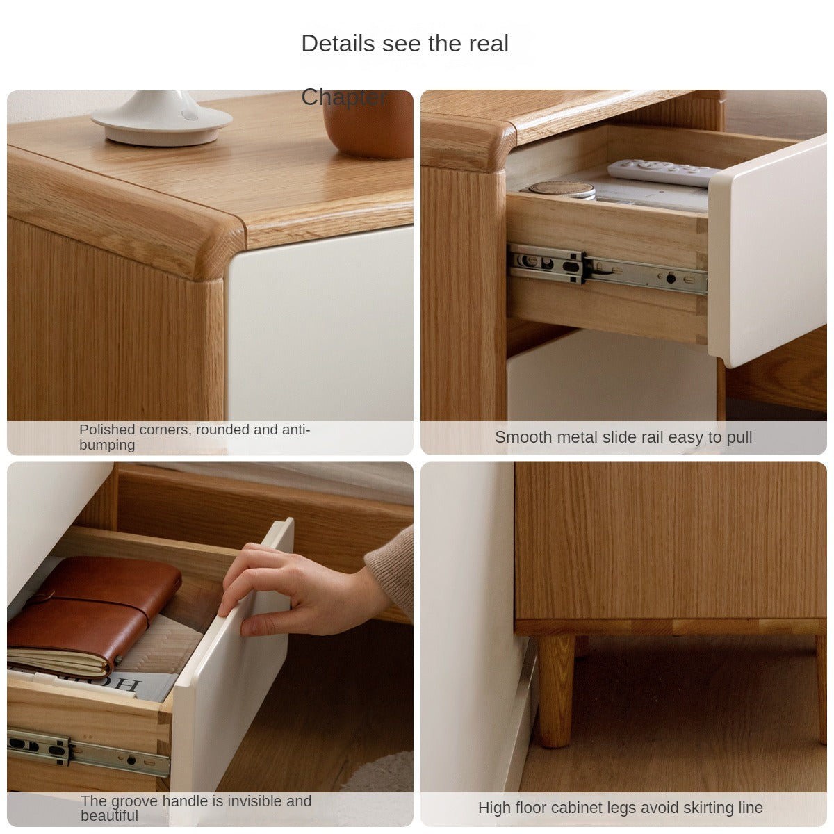 Oak Solid Wood, Solid RubberWood Nightstand