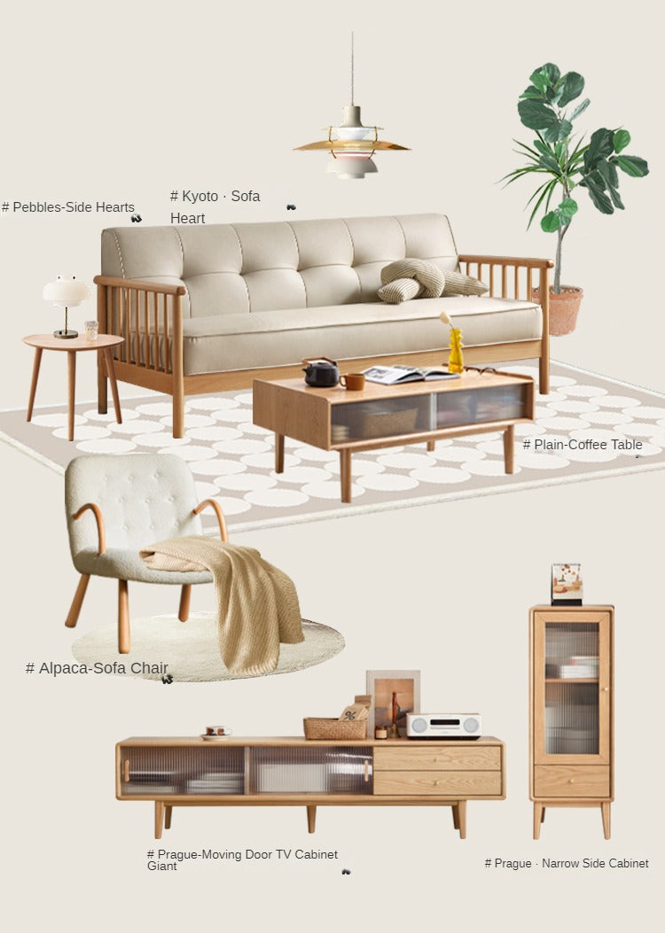 Solid Rubberwood, Oak Solid Wood Small Nordic Side Table