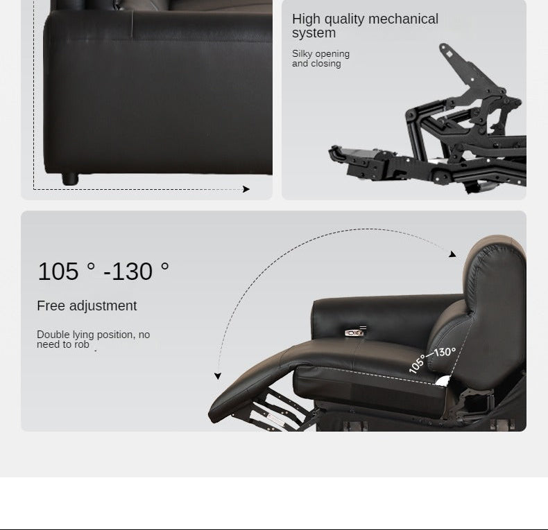Genuine leather electric zero-wall recliner sofa with deep cushioned seats