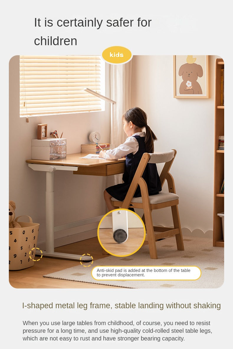 Beech Solid Wood Hand-Cranked Kids Lifting Table Board Shelf DIY